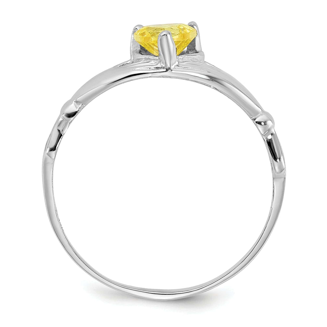 Lovely Rita's Ring 14k White Gold Birthstone Claddagh Heart Ring