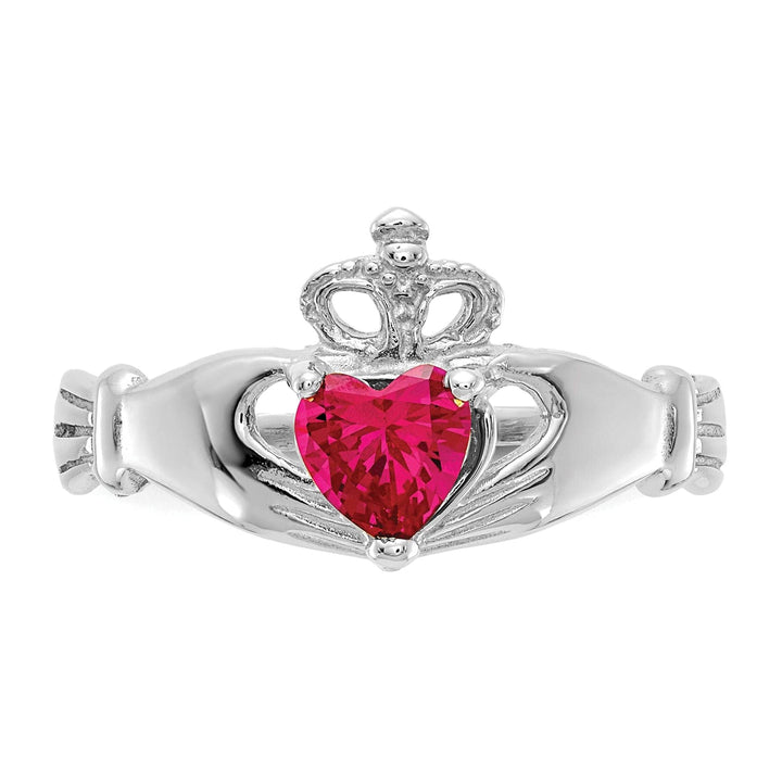 Lovely Rita's Ring 14k White Gold Birthstone Claddagh Heart Ring