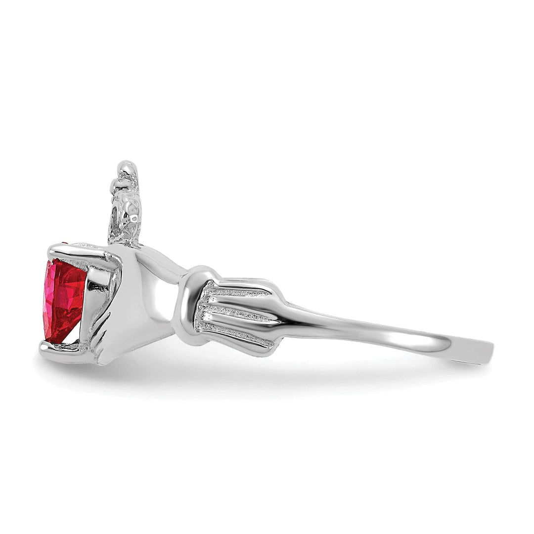 Lovely Rita's Ring 14k White Gold Birthstone Claddagh Heart Ring