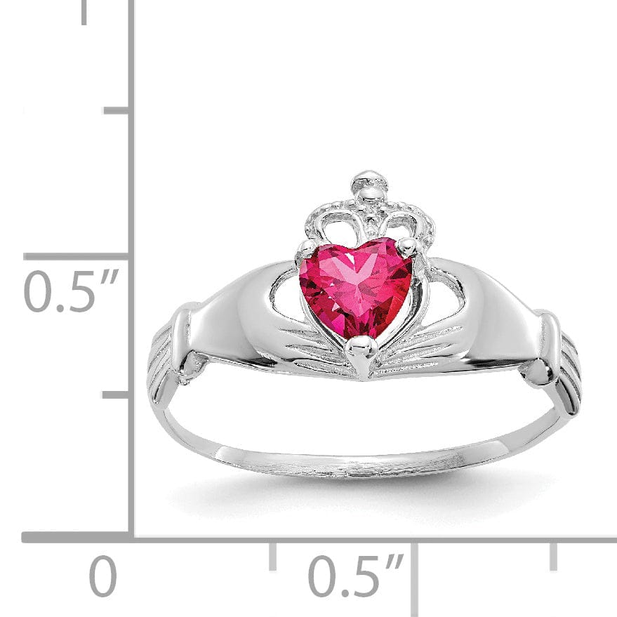 Lovely Rita's Ring 14k White Gold Birthstone Claddagh Heart Ring