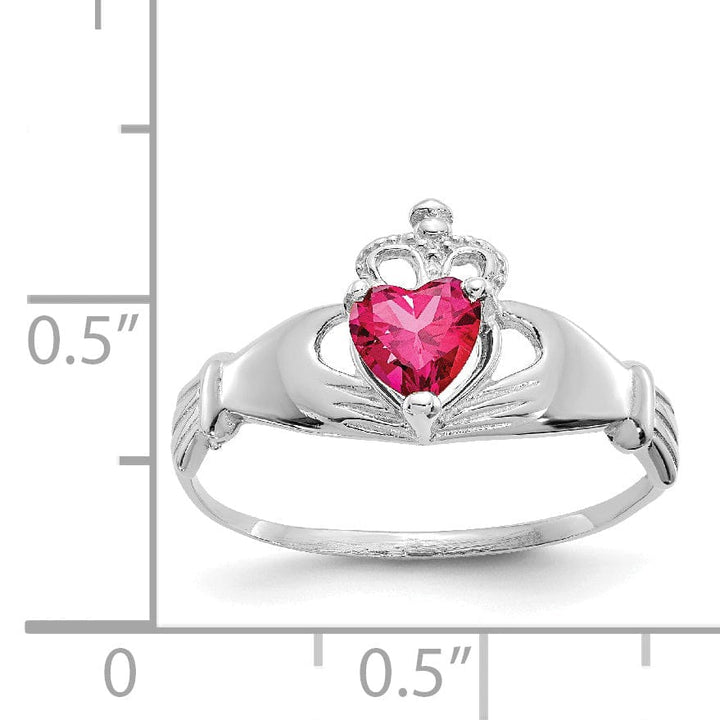 Lovely Rita's Ring 14k White Gold Birthstone Claddagh Heart Ring