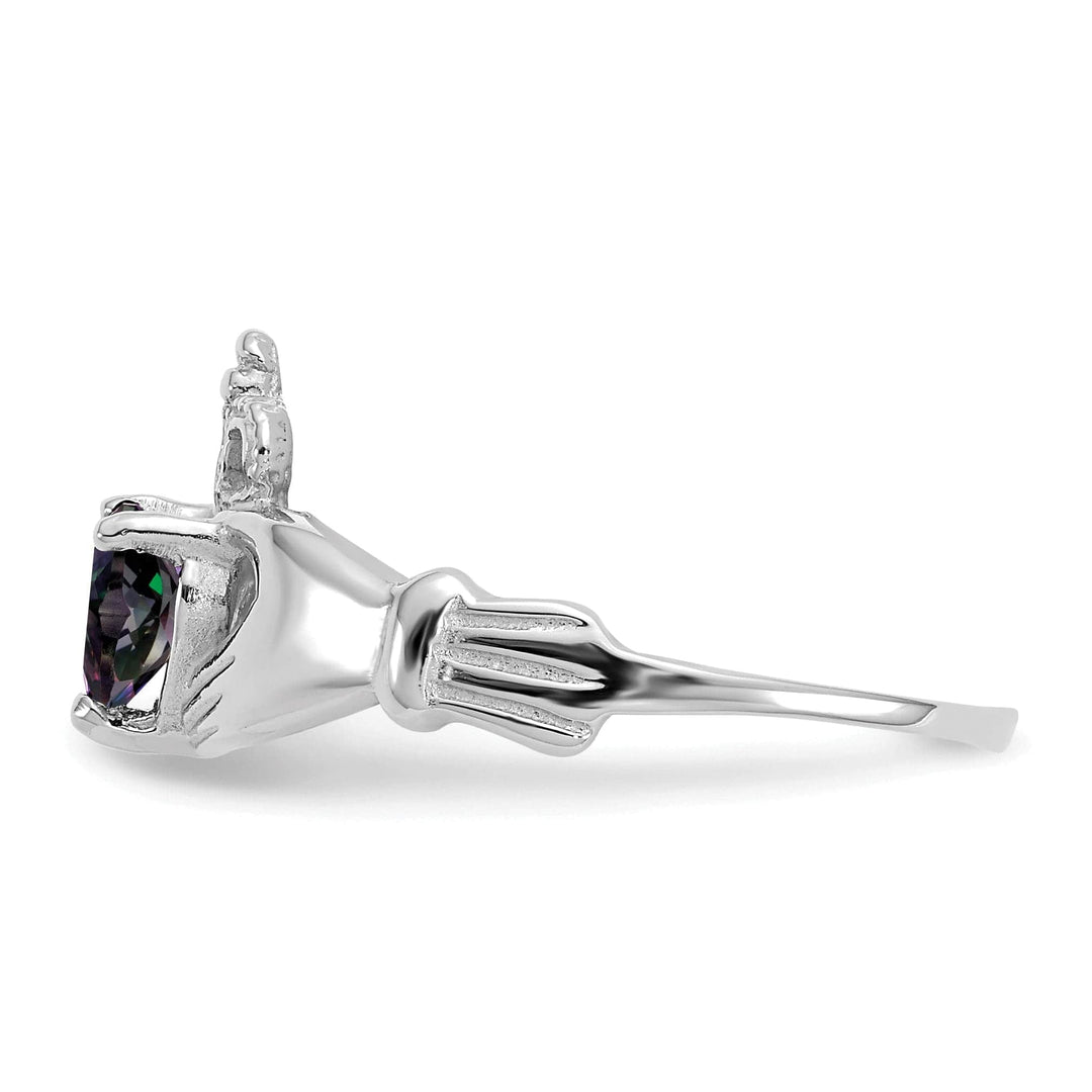 Lovely Rita's Ring 14k White Gold Birthstone Claddagh Heart Ring