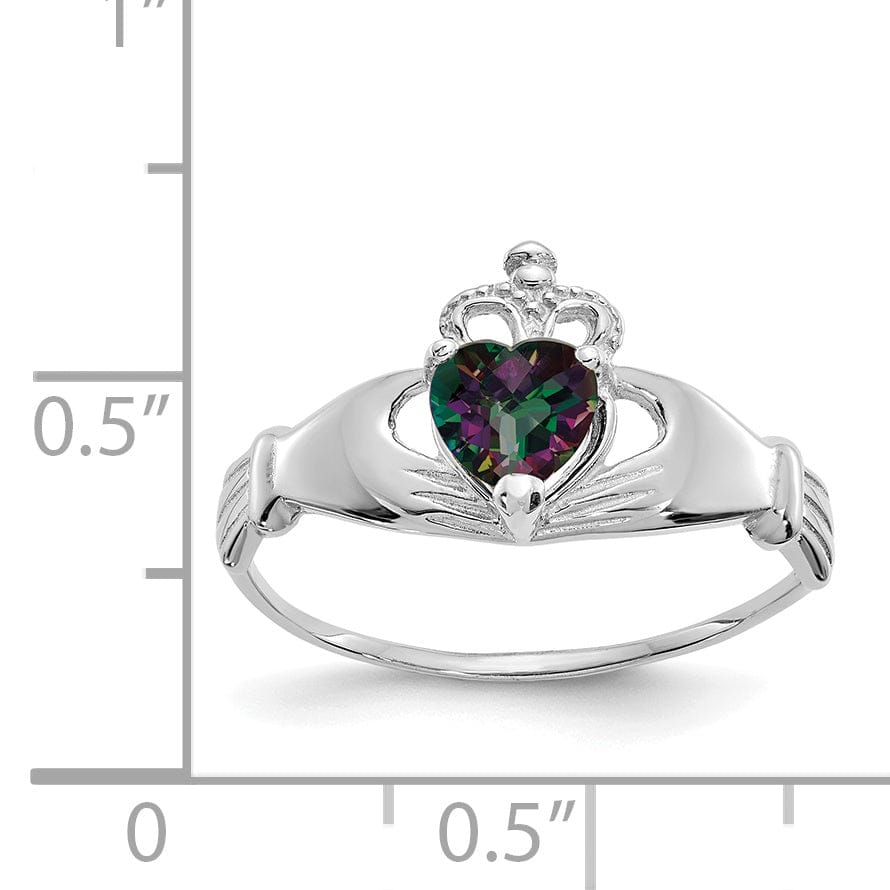 Lovely Rita's Ring 14k White Gold Birthstone Claddagh Heart Ring