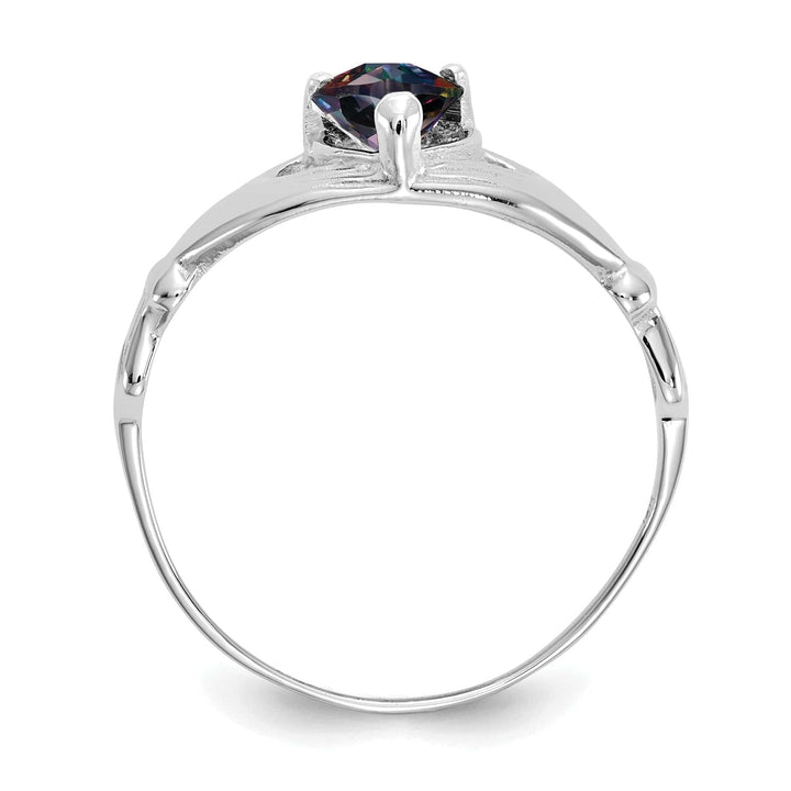 Lovely Rita's Ring 14k White Gold Birthstone Claddagh Heart Ring