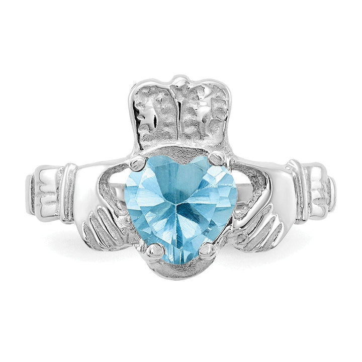 Lovely Rita's Ring 14k White Gold Birthstone Claddagh Ring