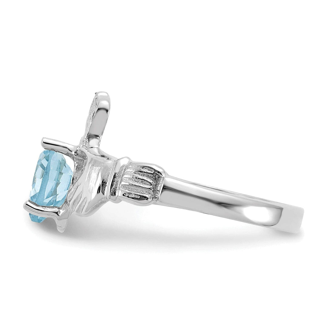 Lovely Rita's Ring 14k White Gold Birthstone Claddagh Ring