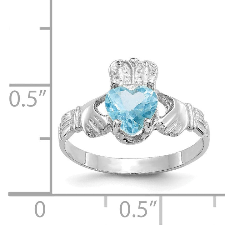 Lovely Rita's Ring 14k White Gold Birthstone Claddagh Ring