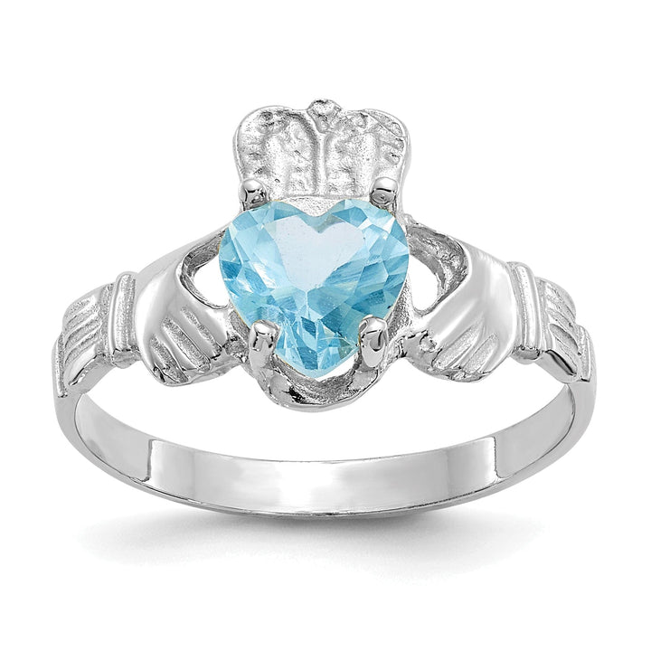 Lovely Rita's Ring 14k White Gold Birthstone Claddagh Ring