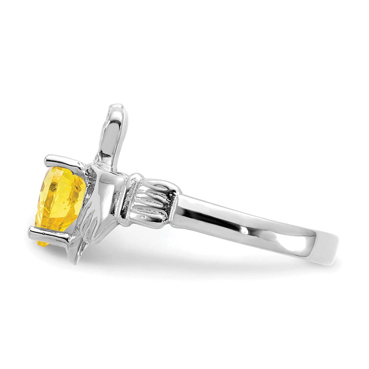 Lovely Rita's Ring 14k White Gold Birthstone Claddagh Ring