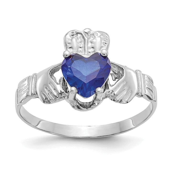 Lovely Rita's Ring 14k White Gold Birthstone Claddagh Ring