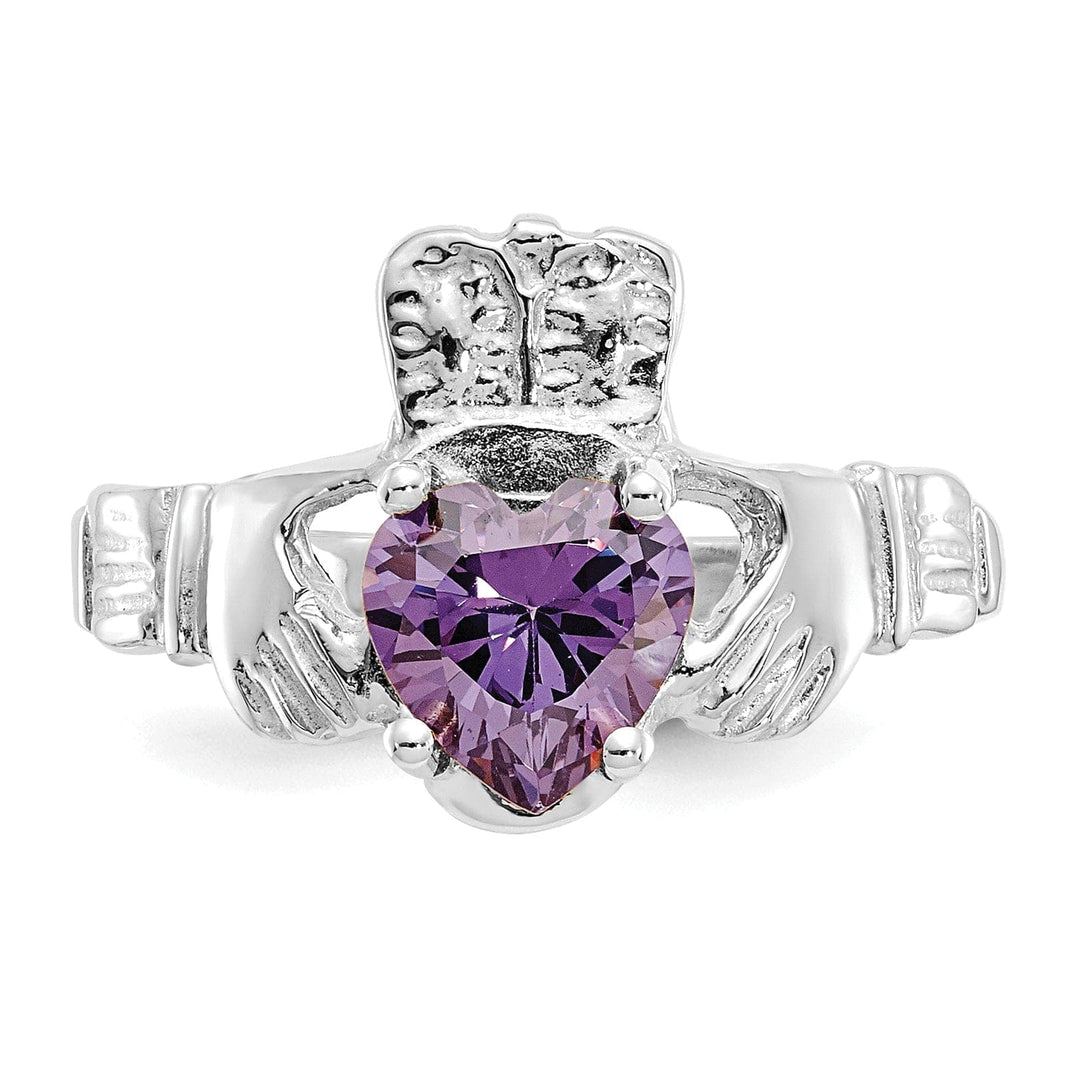 Lovely Rita's Ring 14k White Gold Birthstone Claddagh Ring