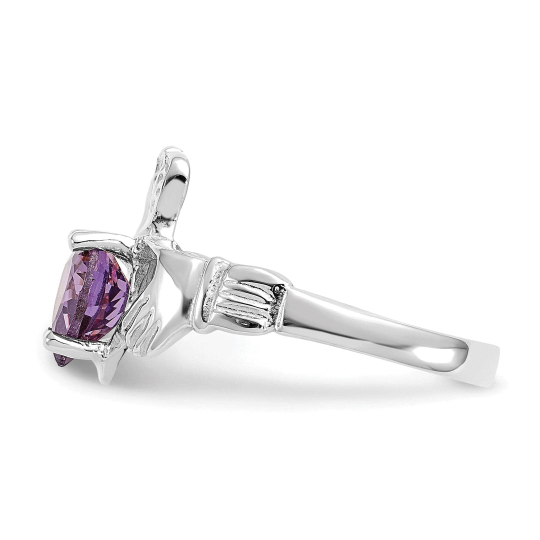 Lovely Rita's Ring 14k White Gold Birthstone Claddagh Ring