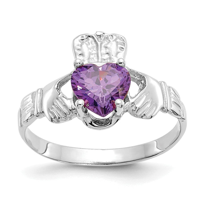Lovely Rita's Ring 14k White Gold Birthstone Claddagh Ring