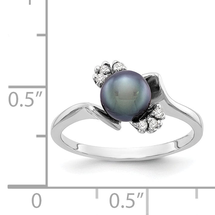 Lovely Rita's Ring 14k White Gold Black Pearl Diamond Ring