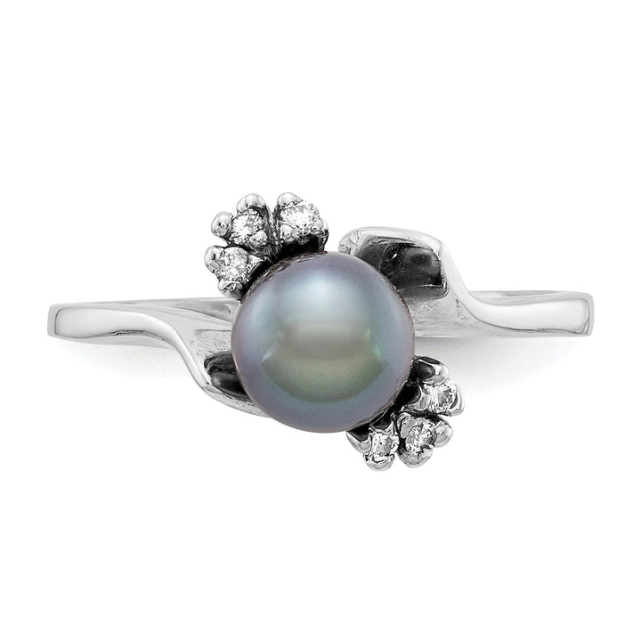 Lovely Rita's Ring 14k White Gold Black Pearl Diamond Ring