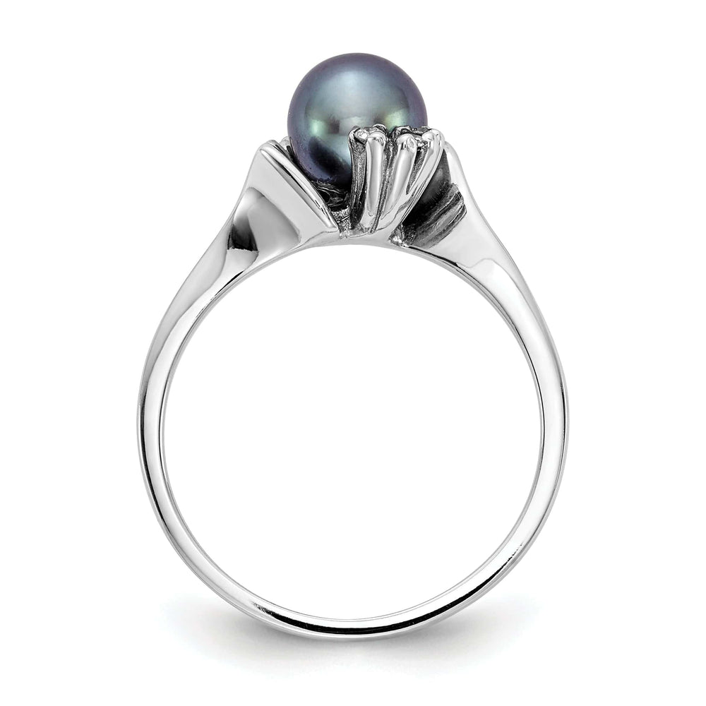 Lovely Rita's Ring 14k White Gold Black Pearl Diamond Ring