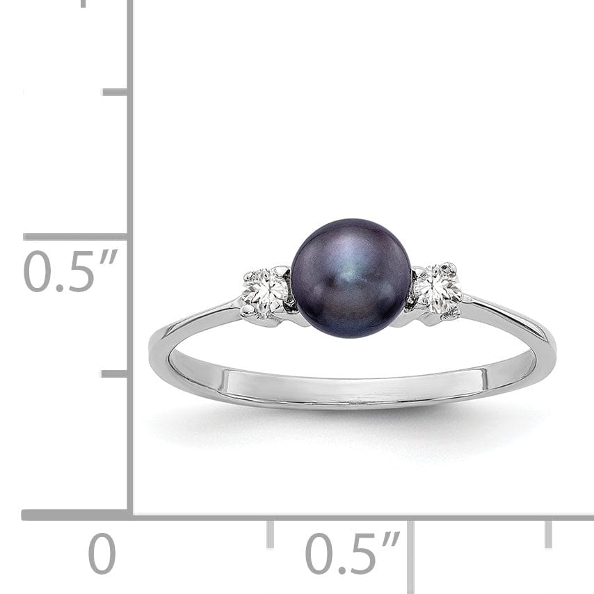 Lovely Rita's Ring 14k White Gold Black Pearl Diamond Ring
