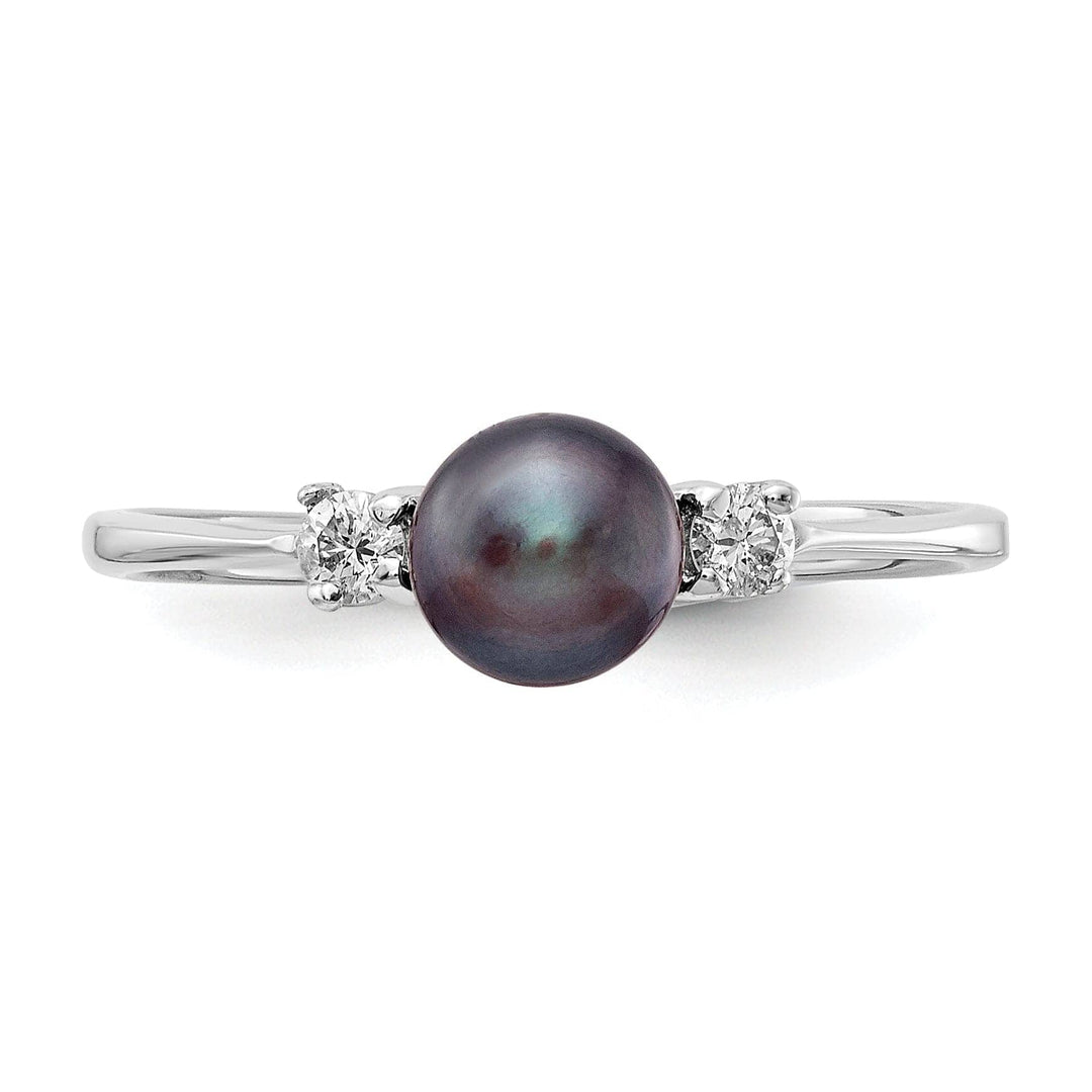 Lovely Rita's Ring 14k White Gold Black Pearl Diamond Ring