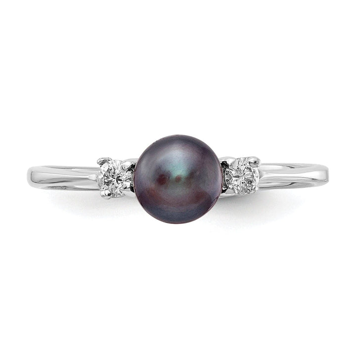 Lovely Rita's Ring 14k White Gold Black Pearl Diamond Ring