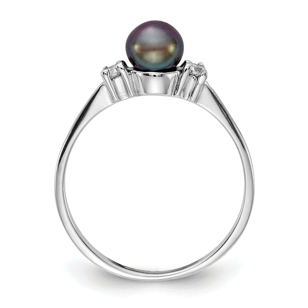 Lovely Rita's Ring 14k White Gold Black Pearl Diamond Ring