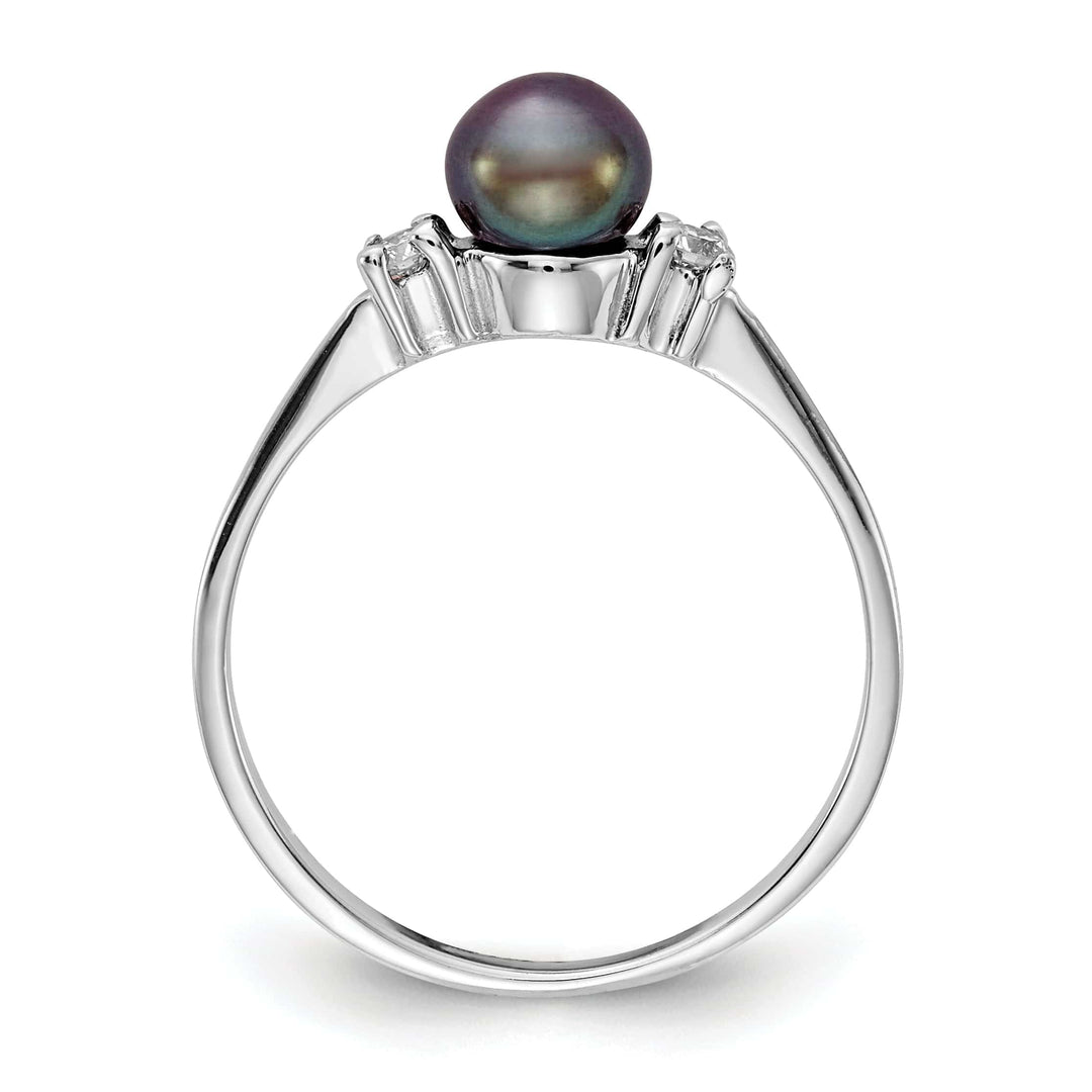 Lovely Rita's Ring 14k White Gold Black Pearl Diamond Ring