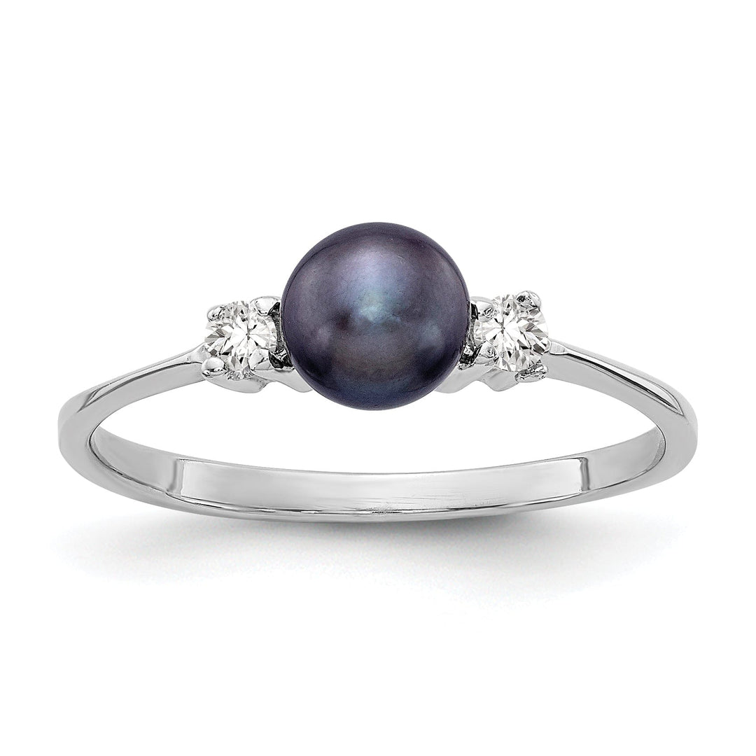 Lovely Rita's Ring 14k White Gold Black Pearl Diamond Ring