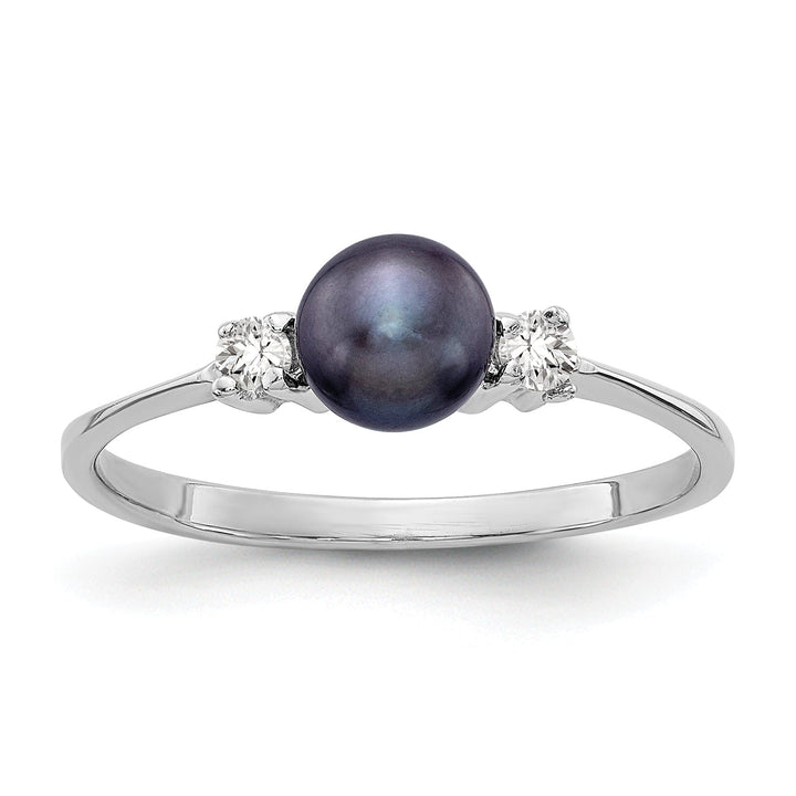 Lovely Rita's Ring 14k White Gold Black Pearl Diamond Ring