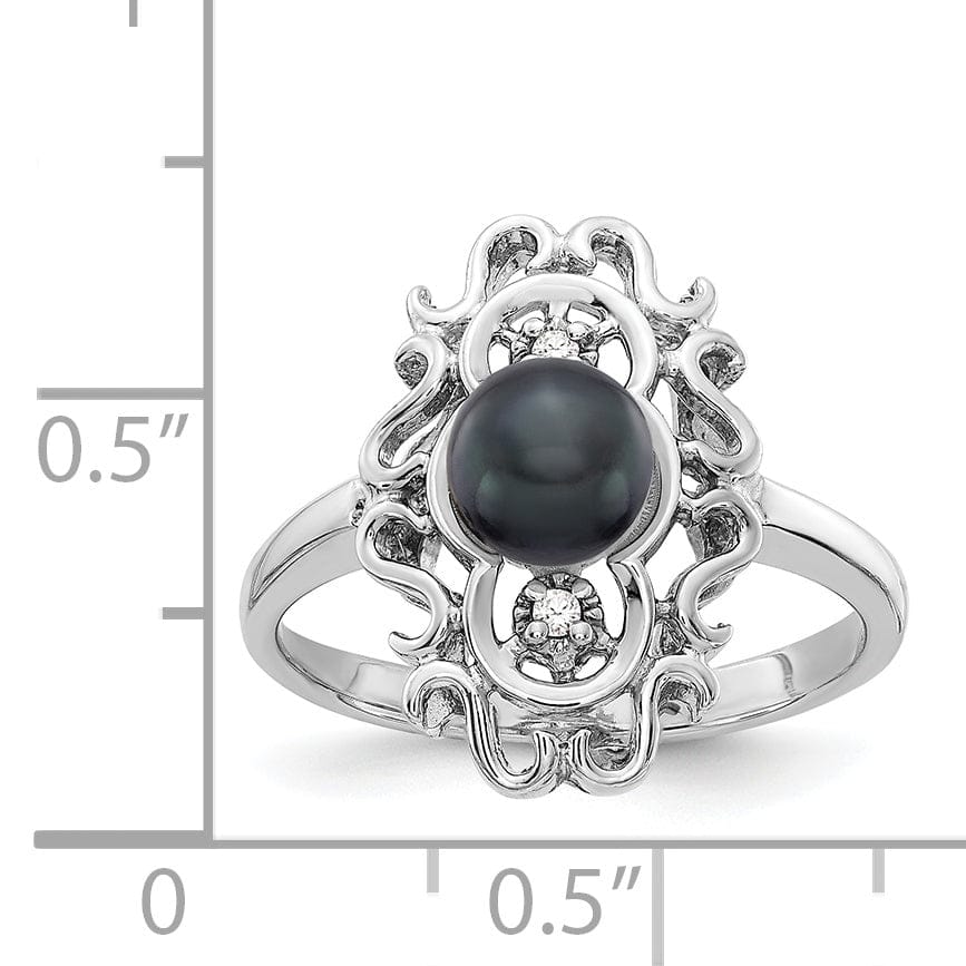 Lovely Rita's Ring 14k White Gold Black Pearl G-I I1 Diamond Ring
