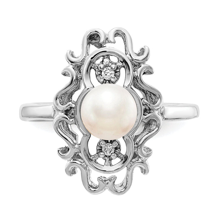 Lovely Rita's Ring 14k White Gold Black Pearl G-I I1 Diamond Ring