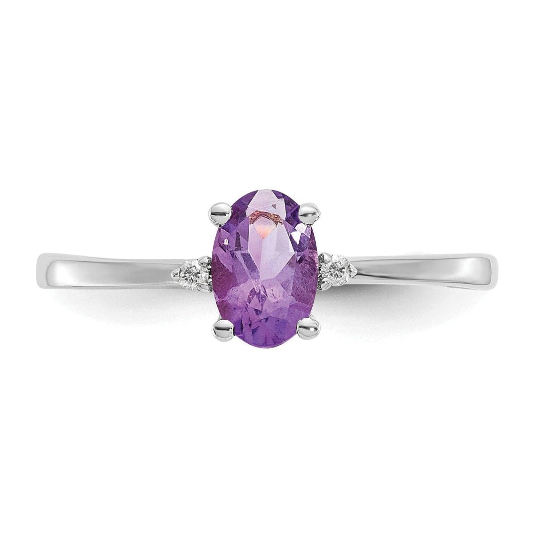 Lovely Rita's Ring 14k White Gold Diamond Amethyst Birthstone Ring
