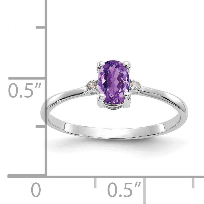 Lovely Rita's Ring 14k White Gold Diamond Amethyst Birthstone Ring