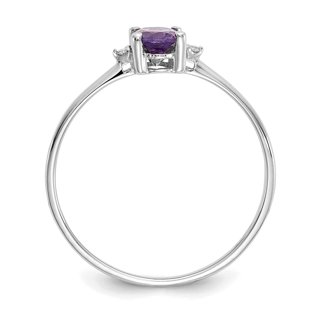 Lovely Rita's Ring 14k White Gold Diamond Amethyst Birthstone Ring