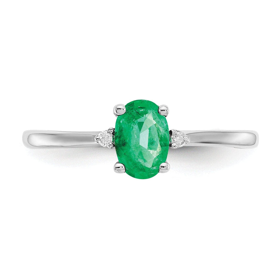 Lovely Rita's Ring 14k White Gold Diamond Emerald Birthstone Ring