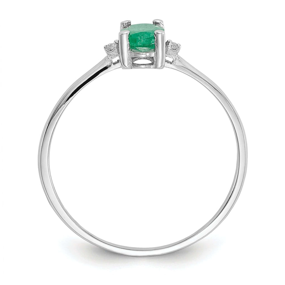Lovely Rita's Ring 14k White Gold Diamond Emerald Birthstone Ring