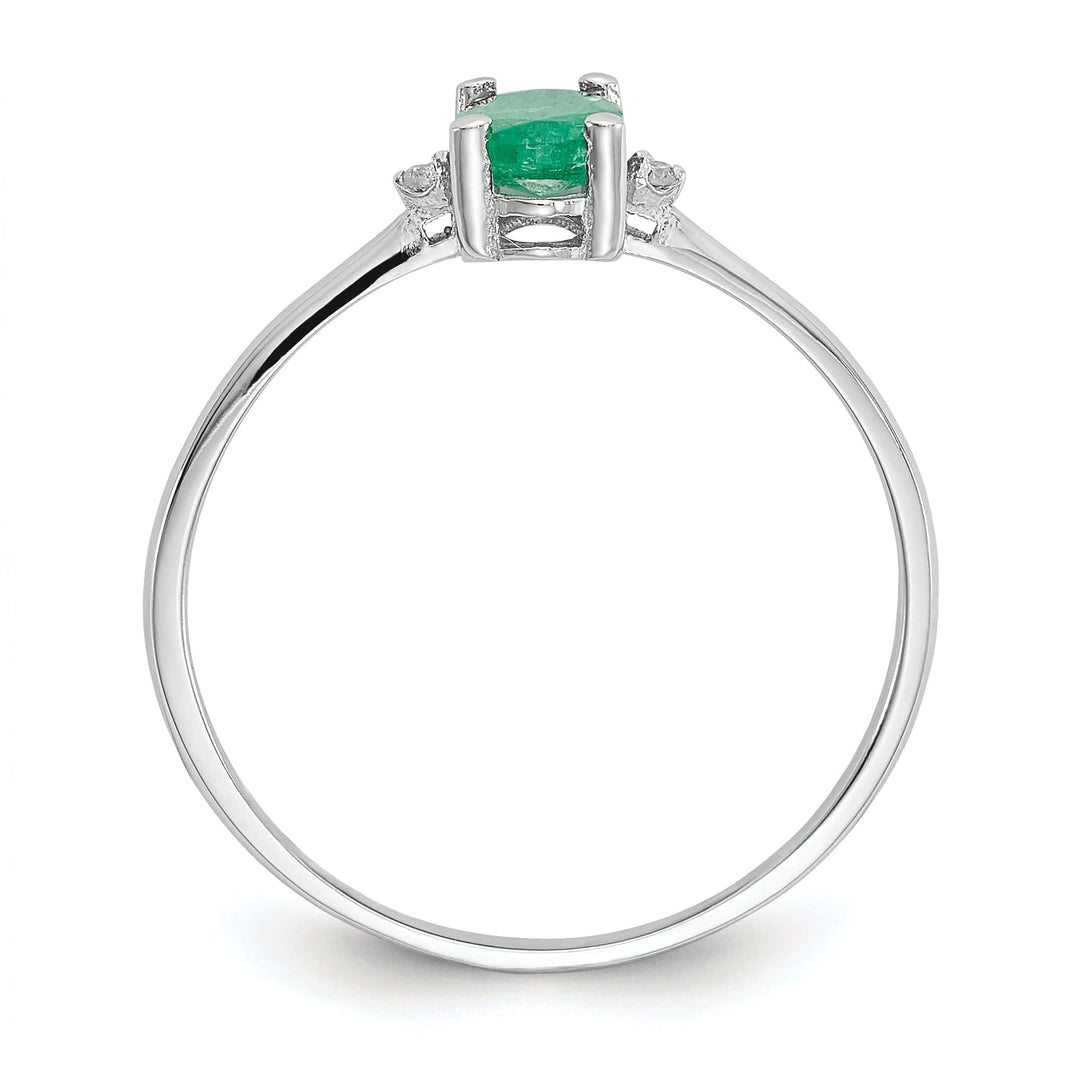 Lovely Rita's Ring 14k White Gold Diamond Emerald Birthstone Ring