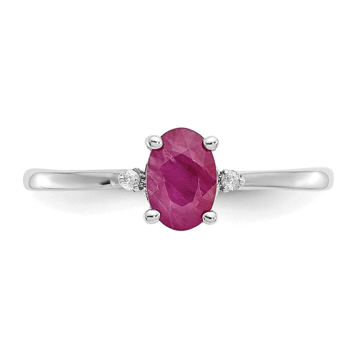 Lovely Rita's Ring 14k White Gold Diamond Ruby Birthstone Ring