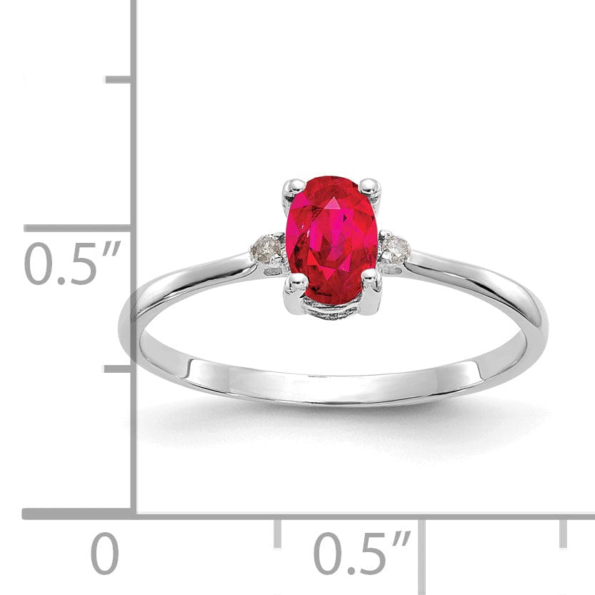 Lovely Rita's Ring 14k White Gold Diamond Ruby Birthstone Ring