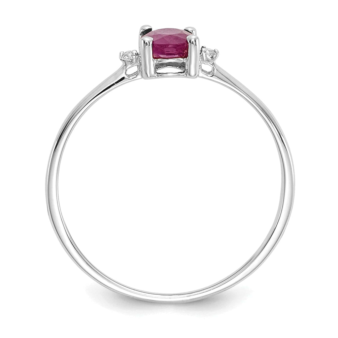 Lovely Rita's Ring 14k White Gold Diamond Ruby Birthstone Ring