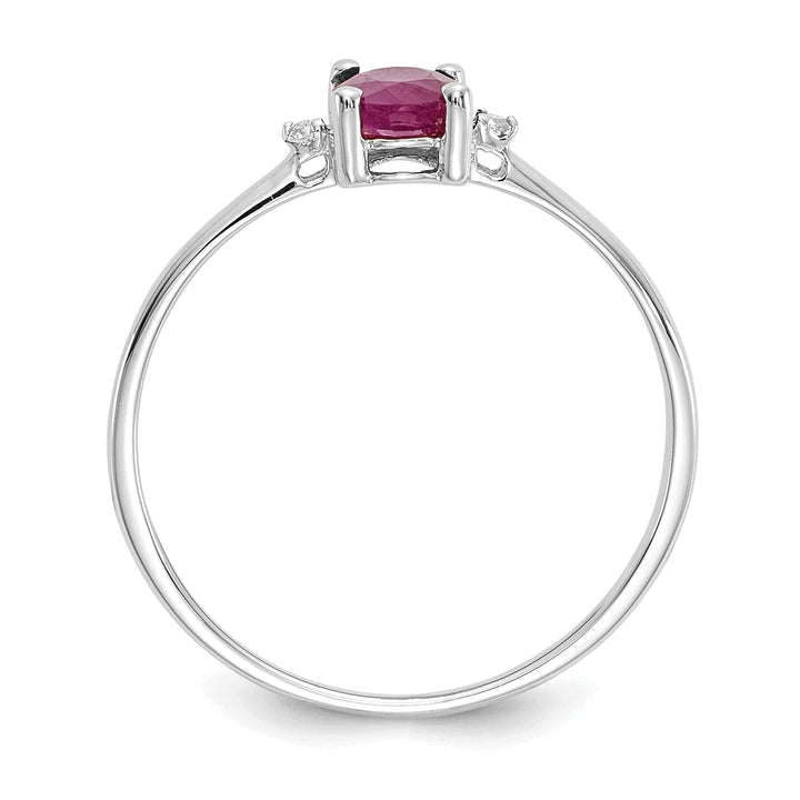 Lovely Rita's Ring 14k White Gold Diamond Ruby Birthstone Ring