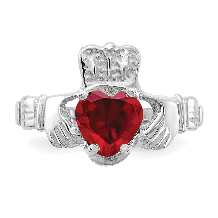 Lovely Rita's Ring 14k White Gold January Birthstone Claddagh Ring