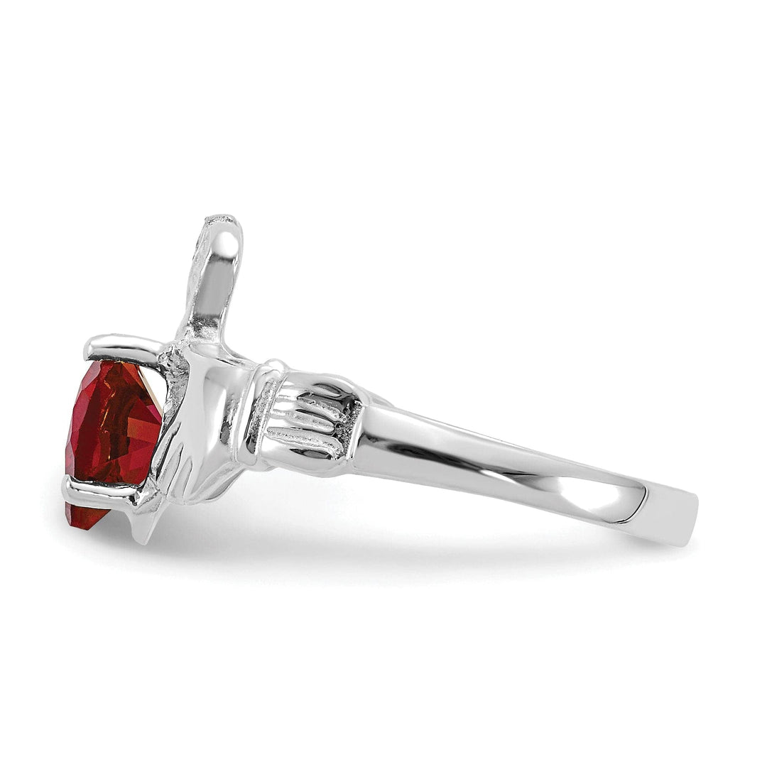 Lovely Rita's Ring 14k White Gold January Birthstone Claddagh Ring