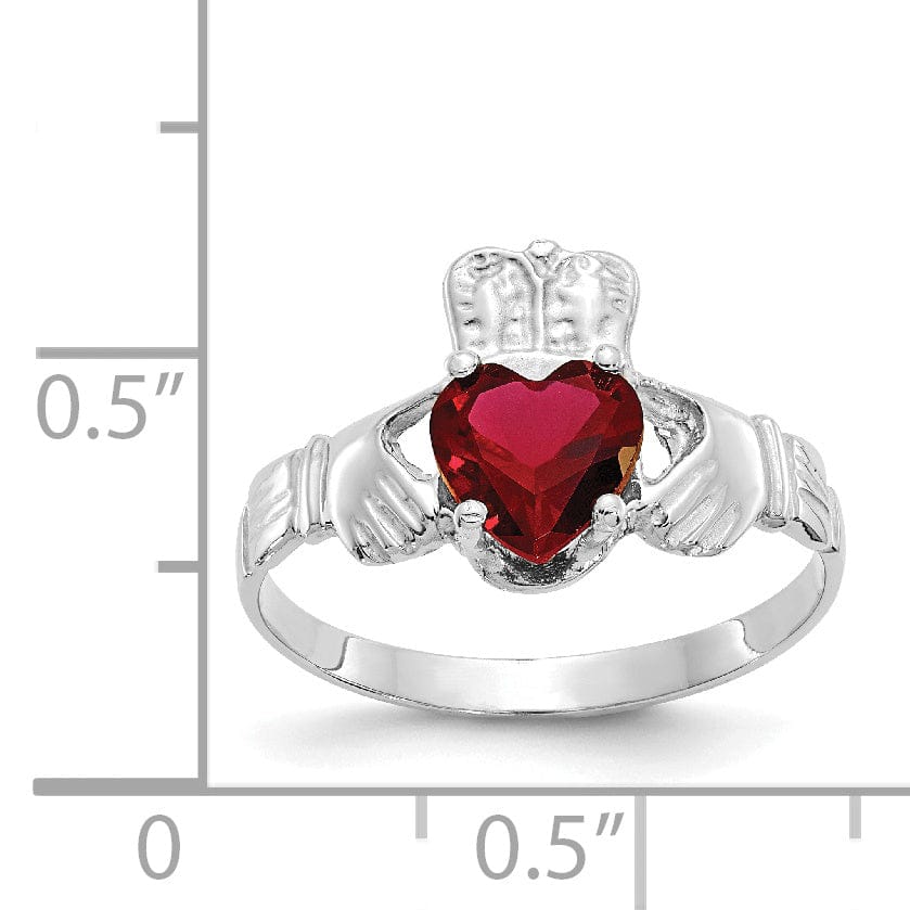 Lovely Rita's Ring 14k White Gold January Birthstone Claddagh Ring