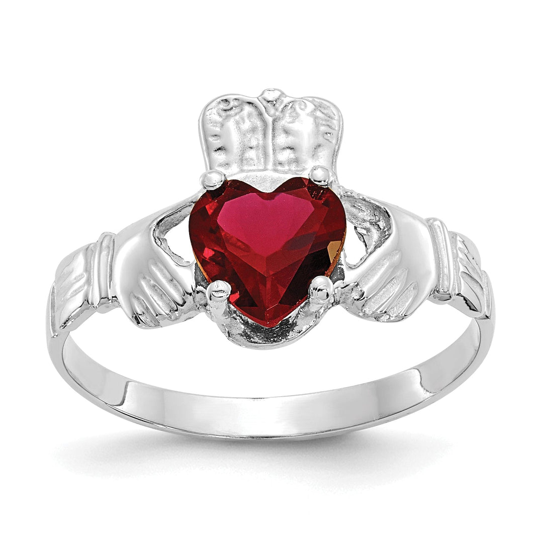 Lovely Rita's Ring 14k White Gold January Birthstone Claddagh Ring