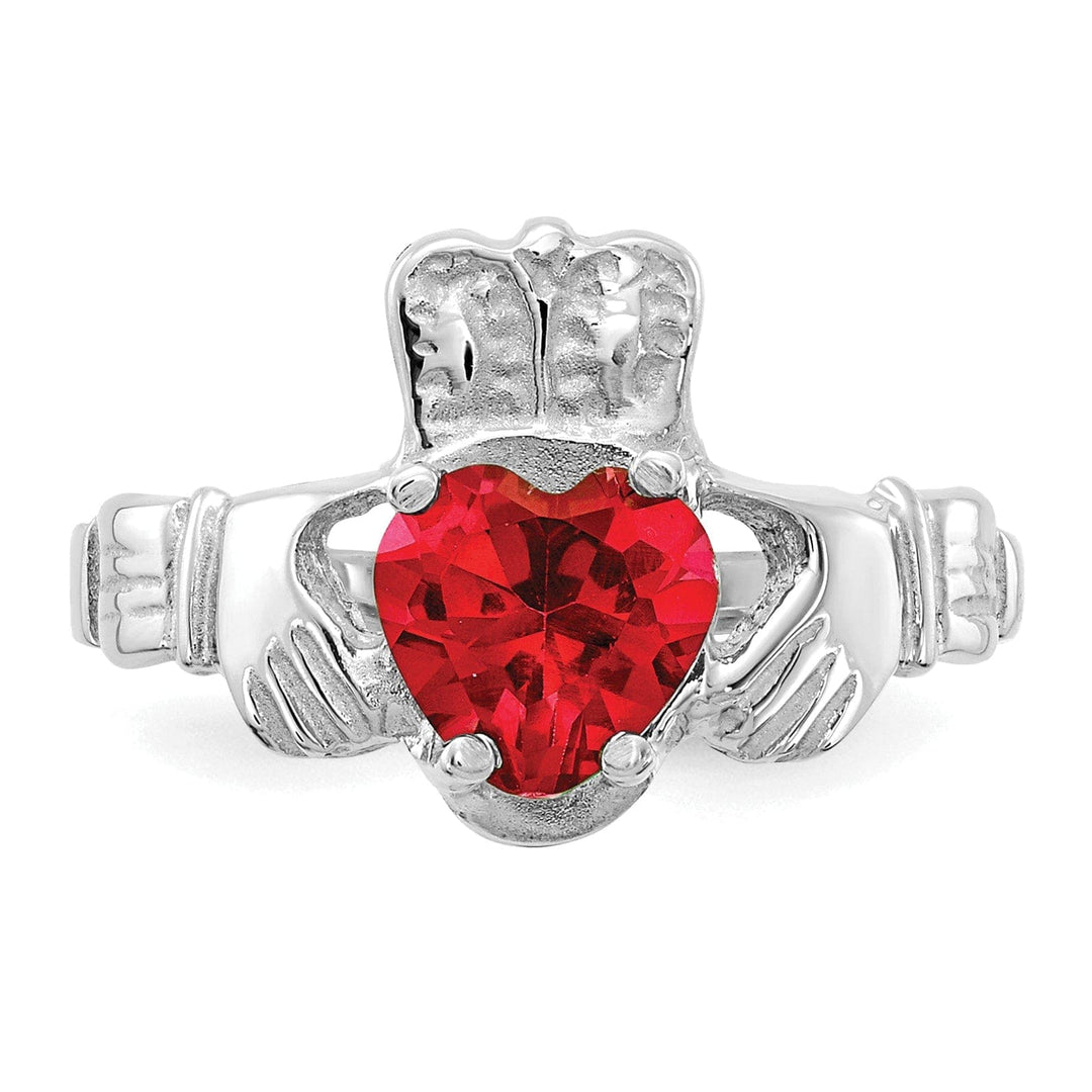 Lovely Rita's Ring 14k White Gold July Birthstone Claddagh Ring