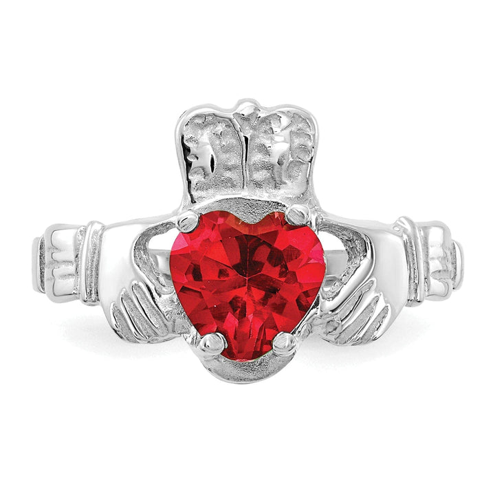 Lovely Rita's Ring 14k White Gold July Birthstone Claddagh Ring