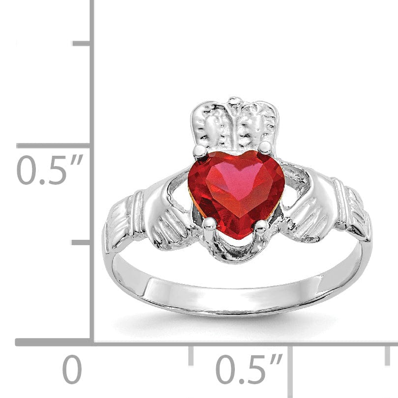 Lovely Rita's Ring 14k White Gold July Birthstone Claddagh Ring
