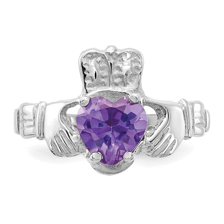 Lovely Rita's Ring 14k White Gold June Birthstone Claddagh Ring