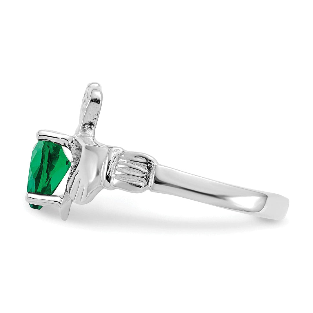 Lovely Rita's Ring 14k White Gold May Birthstone Claddagh Ring