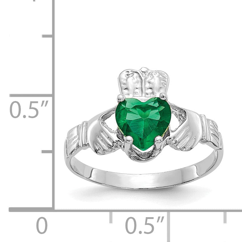 Lovely Rita's Ring 14k White Gold May Birthstone Claddagh Ring