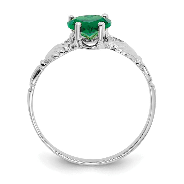 Lovely Rita's Ring 14k White Gold May Birthstone Claddagh Ring